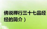 佛说禅行三十七品经（关于佛说禅行三十七品经的简介）