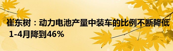 崔东树：动力电池产量中装车的比例不断降低 1