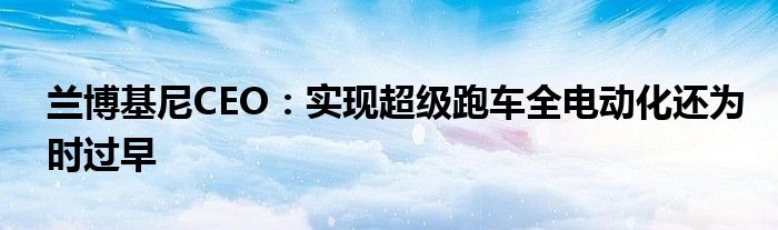 兰博基尼CEO：实现超级跑车全电动化还为时过早