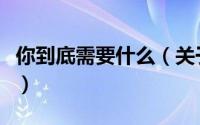 你到底需要什么（关于你到底需要什么的简介）