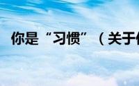 你是“习惯”（关于你是“习惯”的简介）