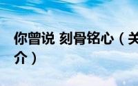 你曾说 刻骨铭心（关于你曾说 刻骨铭心的简介）