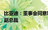 比亚迪：董事会同意聘任罗忠良、李巍为公司副总裁