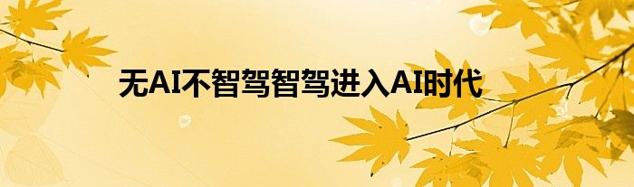 无AI不智驾智驾进入AI时代