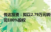 悦达投资：拟以2.79万元转让上海悦达智行汽车服务有限公司100%股权
