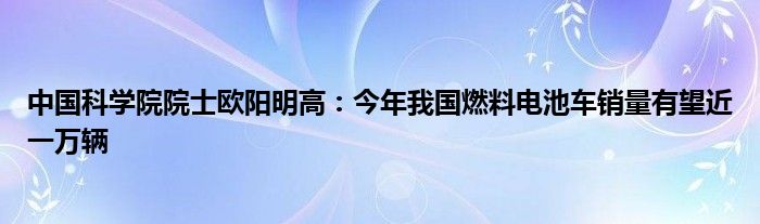 中国科学院院士欧阳明高：今年我国燃料电池车销量有望近一万辆
