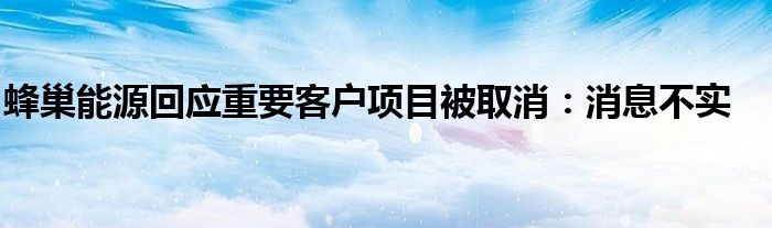 蜂巢能源回应重要客户项目被取消：消息不实