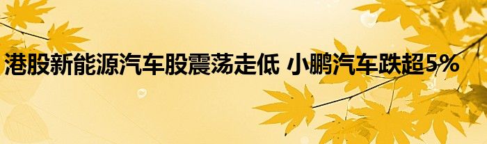 港股新能源汽车股震荡走低 小鹏汽车跌超5%