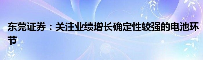东莞证券：关注业绩增长确定性较强的电池环节