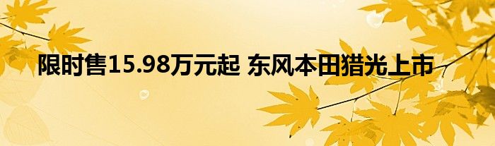 限时售15.98万元起 东风本田猎光上市