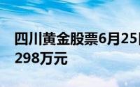四川黄金股票6月25日主力资金净流出531 2298万元