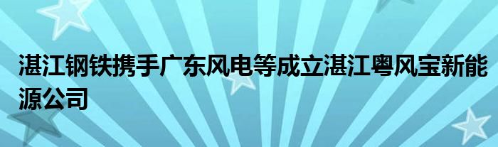 湛江钢铁携手广东风电等成立湛江粤风宝新能源公司