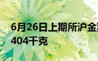 6月26日上期所沪金期货仓单较上一日增加1404千克