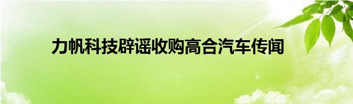 力帆科技辟谣收购高合汽车传闻