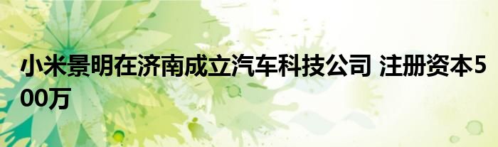 小米景明在济南成立汽车科技公司 注册资本500万