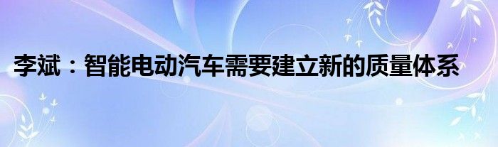 李斌：智能电动汽车需要建立新的质量体系