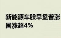 新能源车股早盘普涨 北京汽车涨逾8%华晨中国涨超4%