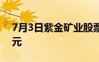 7月3日紫金矿业股票融资净买入5642 43万元