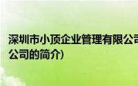 深圳市小顶企业管理有限公司(关于深圳市小顶企业管理有限公司的简介)