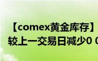 【comex黄金库存】7月10日COMEX黄金库较上一交易日减少0 01吨