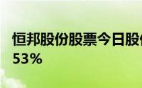 恒邦股份股票今日股价：7月12日收盘下跌1 53%