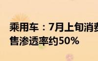 乘用车：7月上旬消费景气度一般新能源车零售渗透率约50%