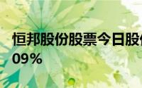 恒邦股份股票今日股价：7月24日收盘下跌0 09%