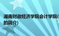 湖南财政经济学院会计学院(关于湖南财政经济学院会计学院的简介)