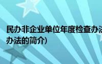 民办非企业单位年度检查办法(关于民办非企业单位年度检查办法的简介)