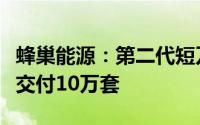 蜂巢能源：第二代短刀快充铁锂电芯预计今年交付10万套