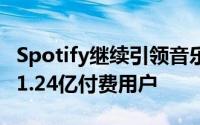 Spotify继续引领音乐流媒体市场 在全球拥有1.24亿付费用户