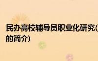 民办高校辅导员职业化研究(关于民办高校辅导员职业化研究的简介)