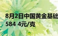 8月2日中国黄金基础金价570 4元/克 零售价584 4元/克