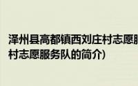 泽州县高都镇西刘庄村志愿服务队(关于泽州县高都镇西刘庄村志愿服务队的简介)