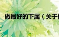 做最好的下属（关于做最好的下属的简介）
