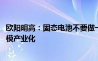 欧阳明高：固态电池不要做一次性样品目标是在2030年大规模产业化
