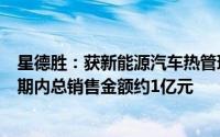 星德胜：获新能源汽车热管理系统水阀电机项目定点生命周期内总销售金额约1亿元