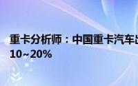 重卡分析师：中国重卡汽车出口占比持平预计后期增速将达10~20%