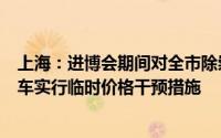 上海：进博会期间对全市除崇明区外的酒店旅馆和全市网约车实行临时价格干预措施