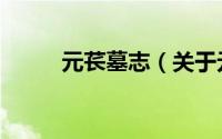 元苌墓志（关于元苌墓志的简介）