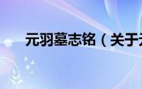 元羽墓志铭（关于元羽墓志铭的简介）