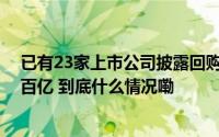 已有23家上市公司披露回购增持专项贷款情况 涉及金额超百亿 到底什么情况嘞