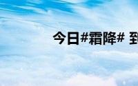 今日#霜降# 到底什么情况嘞