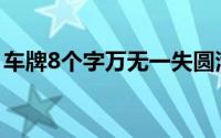 车牌8个字万无一失圆满成功 到底什么情况嘞