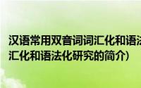 汉语常用双音词词汇化和语法化研究(关于汉语常用双音词词汇化和语法化研究的简介)