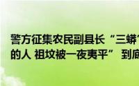 警方征集农民副县长“三蟒”犯罪线索多名居民曝“得罪他的人 祖坟被一夜夷平” 到底什么情况嘞