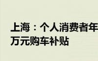 上海：个人消费者年内置换纯电动汽车获1.5万元购车补贴