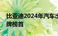 比亚迪2024年汽车出口增速傲居中国汽车品牌榜首