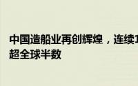 中国造船业再创辉煌，连续15年稳居全球榜首，去年造船量超全球半数