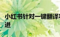 小红书针对一键翻译功能需求：正积极更新跟进